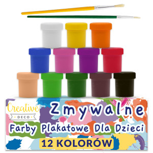 Farby plakatowe zestaw dla dzieci 12 kolorów 20ml