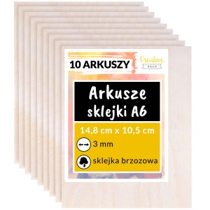 Arkusze sklejki do cięcia laserem 3 mm, A6 x 10 sztuk