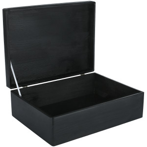 Pudełko drewniane z wiekiem 40x30x14 cm - czarne