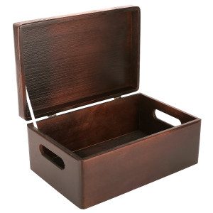 Pudełko drewniane z wiekiem i uchwytami 30x20x14 cm - brązowe