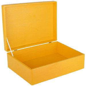 Pudełko drewniane z wiekiem 40x30x14 cm - żółte