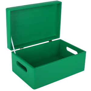 Pudełko drewniane z wiekiem i uchwytami 30x20x14 cm - zielone