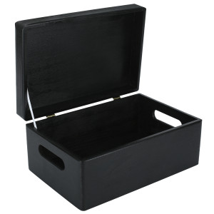 Pudełko drewniane z wiekiem i uchwytami 30x20x14 cm - czarne
