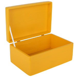 Pudełko drewniane z wiekiem 30x20x14 cm - żółte