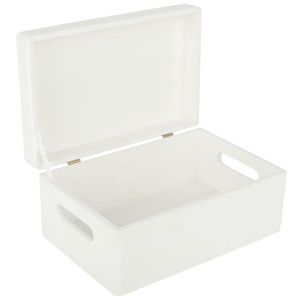 Pudełko drewniane z wiekiem i uchwytami 30x20x14 cm - białe
