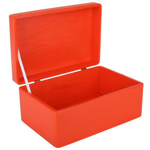 Pudełko drewniane z wiekiem 30x20x14 cm - czerwone