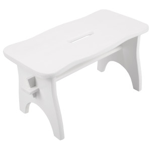 Taboret drewniany ryczka biały 38x19x21 cm