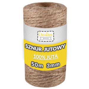 Sznurek jutowy ozdobny do pakowania 3mm 50m