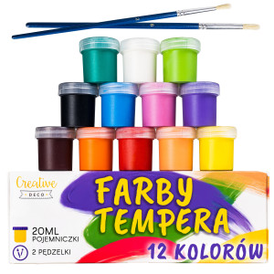Farby tempera 12 kolorów 20ml