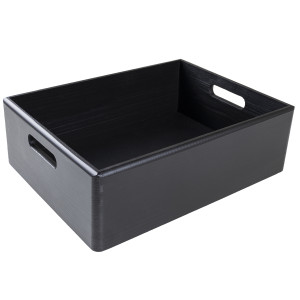 Skrzynia drewniana z uchwytami 40x30x13 cm - czarna