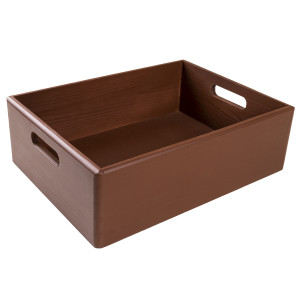 Skrzynia drewniana z uchwytami 40x30x13 cm - brązowa