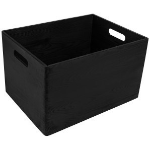 Skrzynia drewniana z uchwytami 39x29x23 cm - czarna