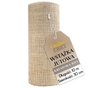 Wstążka jutowa taśma dekoracyjna, biały, 10 m, szerokość 30 cm