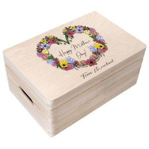 Drewniane pudełko z rączkami, personalizowane, Dzień Matki, 30 x 20 x 14 cm