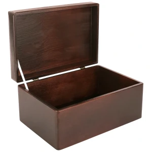 Pudełko drewniane z wiekiem 30 x 20 x 14 cm, brązowe