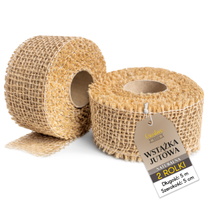 Wstążka jutowa taśma dekoracyjna, 5 m, szerokość 5 cm, 2 szt