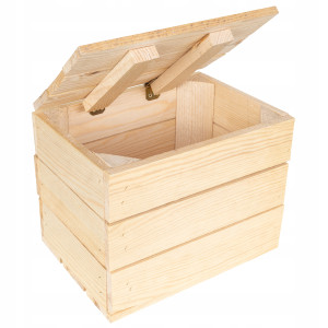 Kufer, skrzynia drewniana z wiekiem, 27,5 x 20 x 21,5 cm