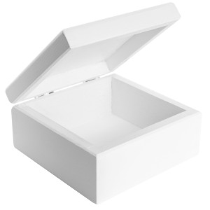 Drewniana szkatułka biała, 10 x 10 x 5 cm