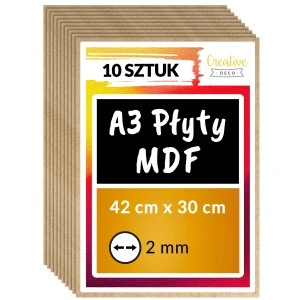 Płyta MDF do cięcia laserem, 420 x 300 x 2 mm, A3 x 10 szt