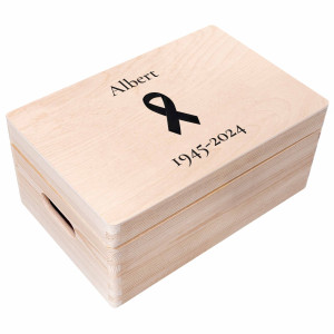 Drewniane pudełko z wiekiem, personalizowane na wspomnienia żałobne, 30x20x14 cm