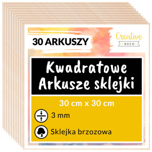 Arkusze płyt ze sklejki do cięcia laserem 3 mm 30x30 cm x 30 szt