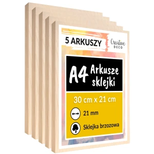 Arkusze płyt ze sklejki do cięcia laserem 21 mm A4 x 5 szt.