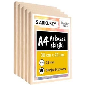 Arkusze płyt ze sklejki do cięcia laserem 12 mm A4 x 5 sztuk