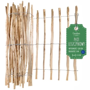 Płot leszczynowy sztachetowy, 120 cm x 5 m, rozstaw 3-5 cm