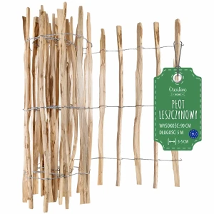 Płot leszczynowy sztachetowy, 90 cm x 5 m, rozstaw 3-5 cm