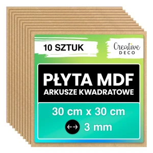 Arkusze płyt MDF, 30 x 30 cm, 10 szt.