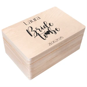 Personalizowane pudełko Bride to Be na Wieczór Panieński, 30 x 20 x 14 cm, naturalne