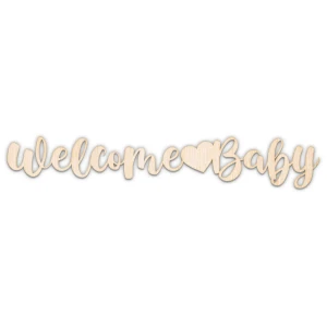 Welcomebaby, kształt wycinany laserowo, sklejka, MDF, różne rozmiary
