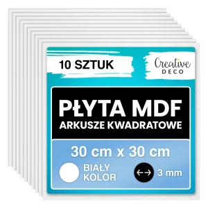 MDF kwadratowe 300 mm x 300 mm x 10 sztuk, białe