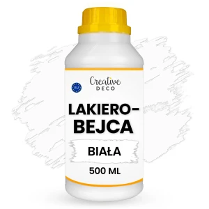 Bejca do drewna, lakier, lakierobejca biała, butelka 500 ml