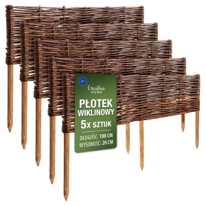 Płotek wiklinowy 20 cm x 100 cm - zestaw 5 sztuk