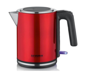 Severin WK 3427, 1 L, 2400 W, musta, Punainen, Muovi, Ruostumaton teräs, Veden tason ilmaisin, Johdoton