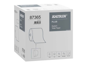 Katrin Plus System -wc-paperi, 2-kerroksinen, valkoinen, uusikuituinen, ytimellä - (36 rullaa laatikossa)