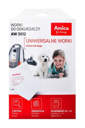 Worki do odkurzacza Amica AW 3012, 3 sztuki z filtrem