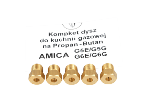 Dysze gazowe na propan-butan do kuchenki Amica G5E / G5G X205