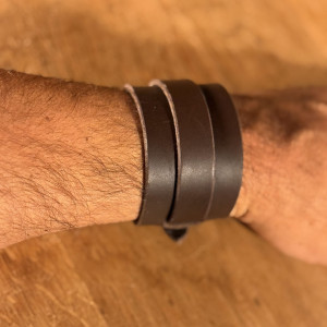 Lederarmband 5cm, dunkelbraun, L/XL | LEDERTISCH