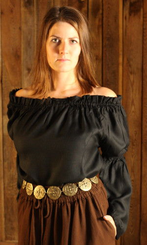 Mittelalterbluse, schwarz, L/XL | LEONARDO CARBONE