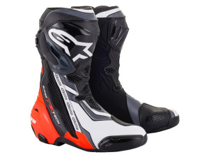 Stiefel Alpinestars Supertech R Boots Black Red Fluo White, 45 EU