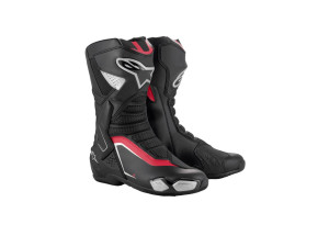 Motorradstiefel Alpinestars SMX 6 V3 black silver red, 44 EU