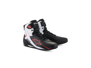 Faster 4 Shoes black white red kurze Motorradschuhe, 47 EU