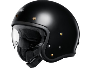 J.O2 Solid Glossy Black Open Face Helm Jethelm Motorradhelm, S