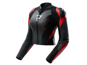 Diva RS Lady sportliche Damen Motorradjacke Lederjacke schwarz rot, 38