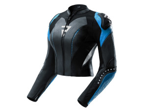 Diva RS Lady sportliche Damen Motorradjacke Lederjacke schwarz blau weiß, 40