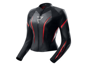 Diva ST Lady sportliche Damen Motorradjacke Lederjacke schwarz rot weiß, 40