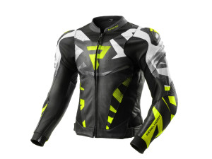 Inferno sportliche Motorradjacke Lederjacke, 52, black white yellow