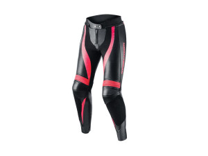 Rebel Lady Pants sportliche Damen Motorradhose Lederhose, 36, schwarz-pink